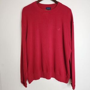 Faconnable Men's Deep Red 100% Cotton Crewneck Sweater XL Academia Deadstock